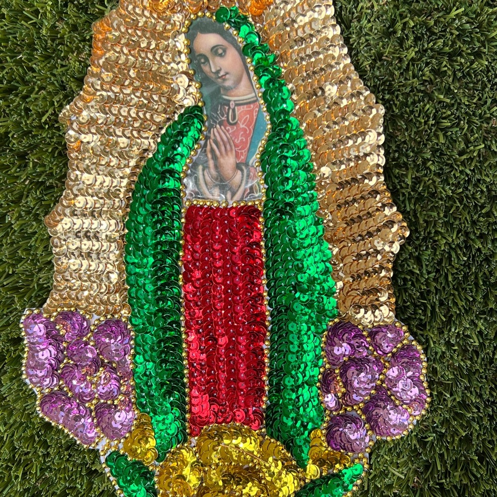 Sequin Virgin Mary Religious Art
